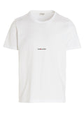 T-shirt blanc en coton de Saint Laurent, coupe classique, vue de face, détails du tissu et logo discret visible.