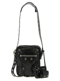 Sac à bandoulière Balenciaga en cuir d'agneau noir, élégant et sophistiqué, avec finition haut de gamme et détails modernes.