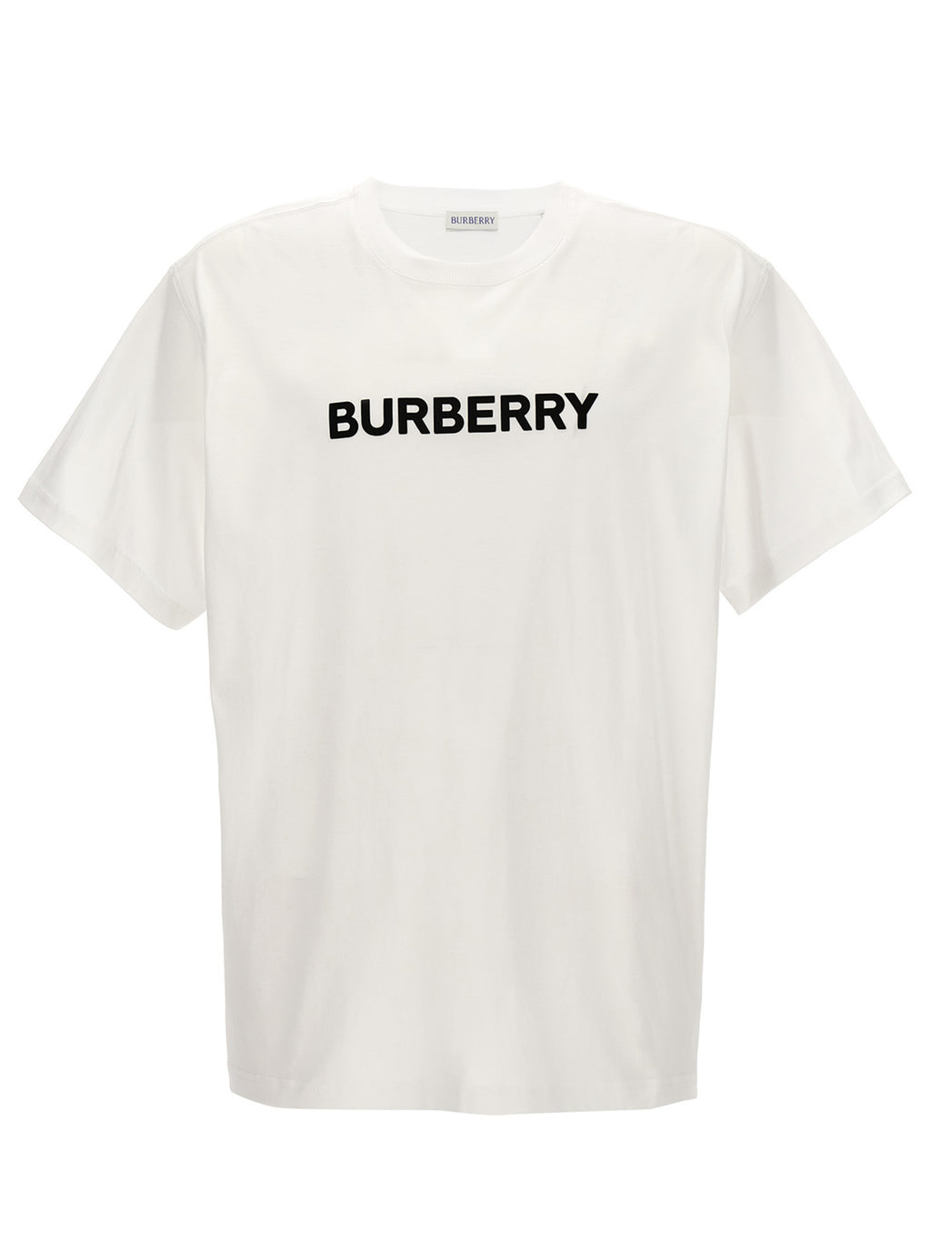 T-shirt blanc en coton de la marque Burberry, coupe classique, avec logo discret sur la poitrine.