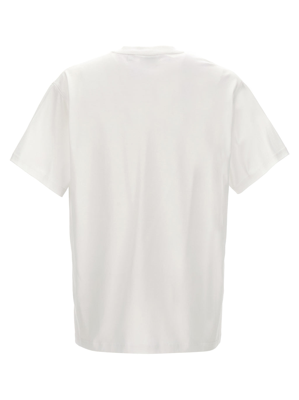 T-shirt blanc en coton Burberry avec logo discret, portée sur un mannequin, vue de face.