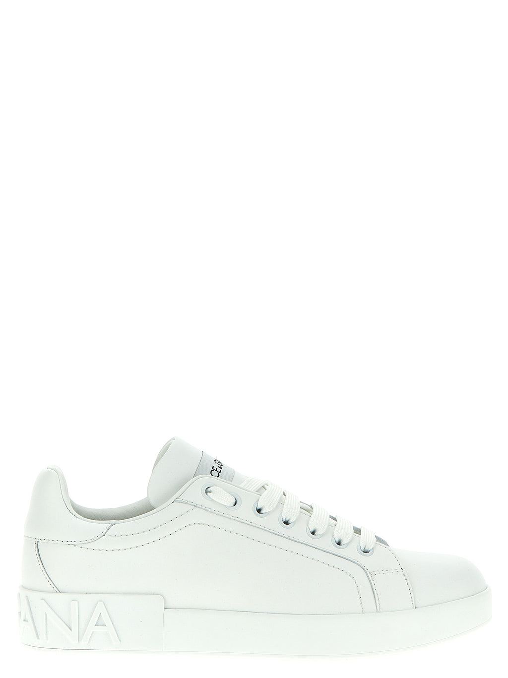 Chaussures basses en cuir de veau blanc Dolce & Gabbana, baskets élégantes pour homme ou femme.