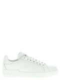Chaussures basses en cuir de veau blanc Dolce & Gabbana, baskets élégantes pour homme ou femme.