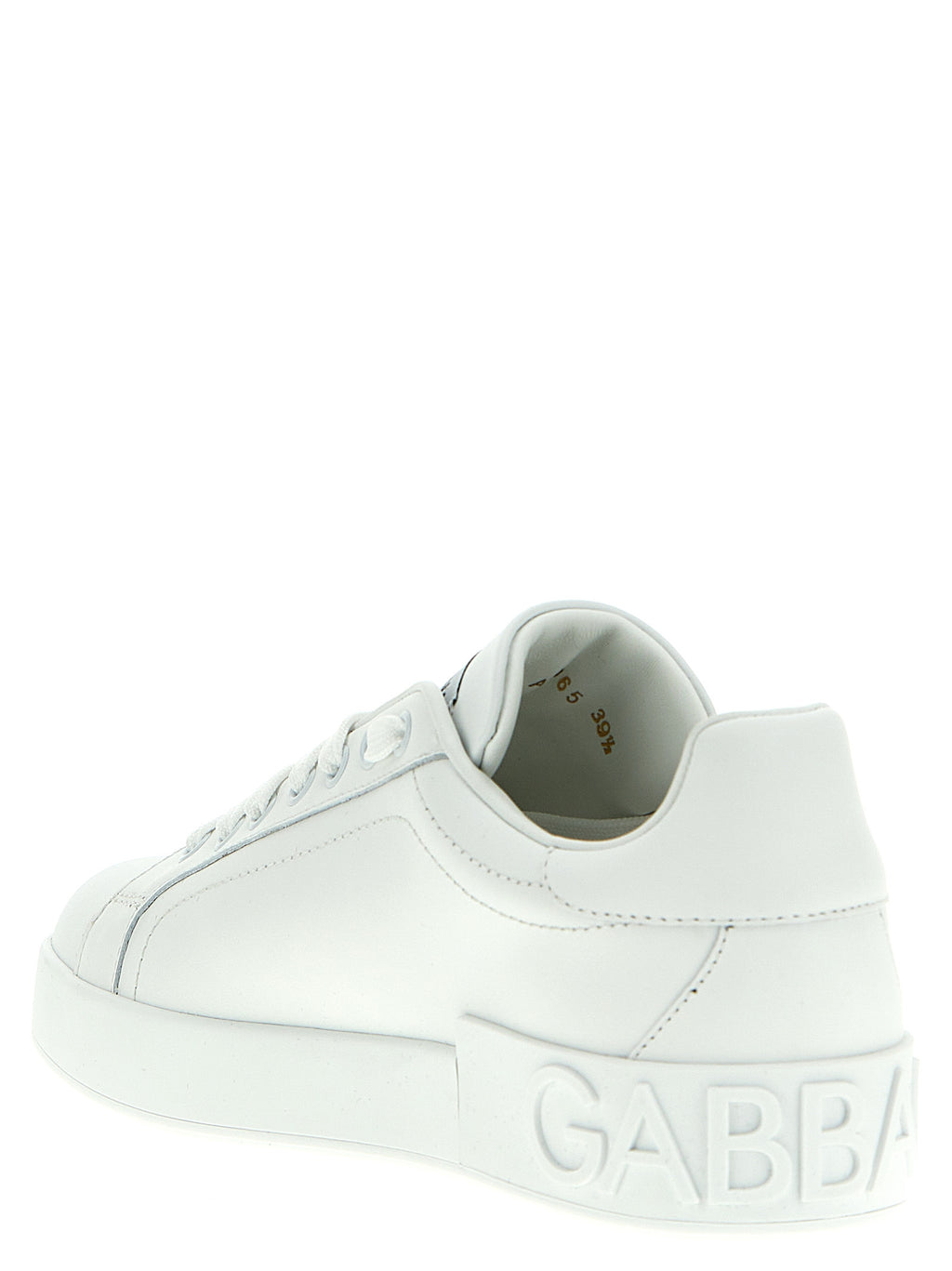 Chaussures basses en cuir de veau blanc Dolce & Gabbana, sneakers modernes et élégants pour homme.