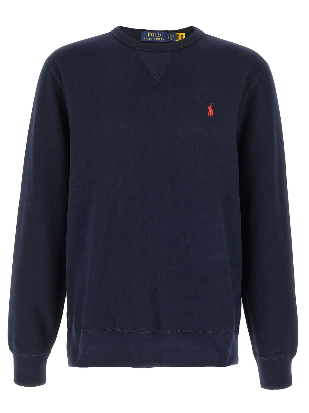 Sweat-shirt en coton bleu Polo Ralph Lauren avec col ras du cou et logo brodé sur la poitrine.