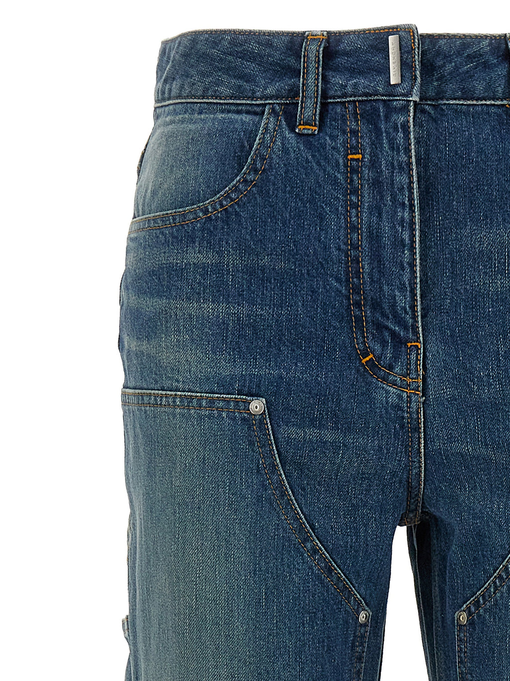 Jeans évasés en coton bleu Givenchy, denim tendance avec coupe flare et détails modernes.