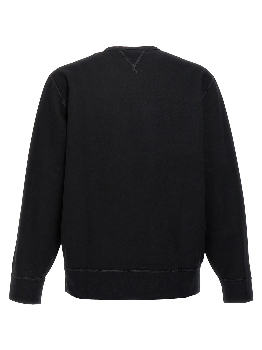 Sweatshirt en coton noir Polo Ralph Lauren porté, avec logo en relief sur la poitrine, col rond et manches longues.