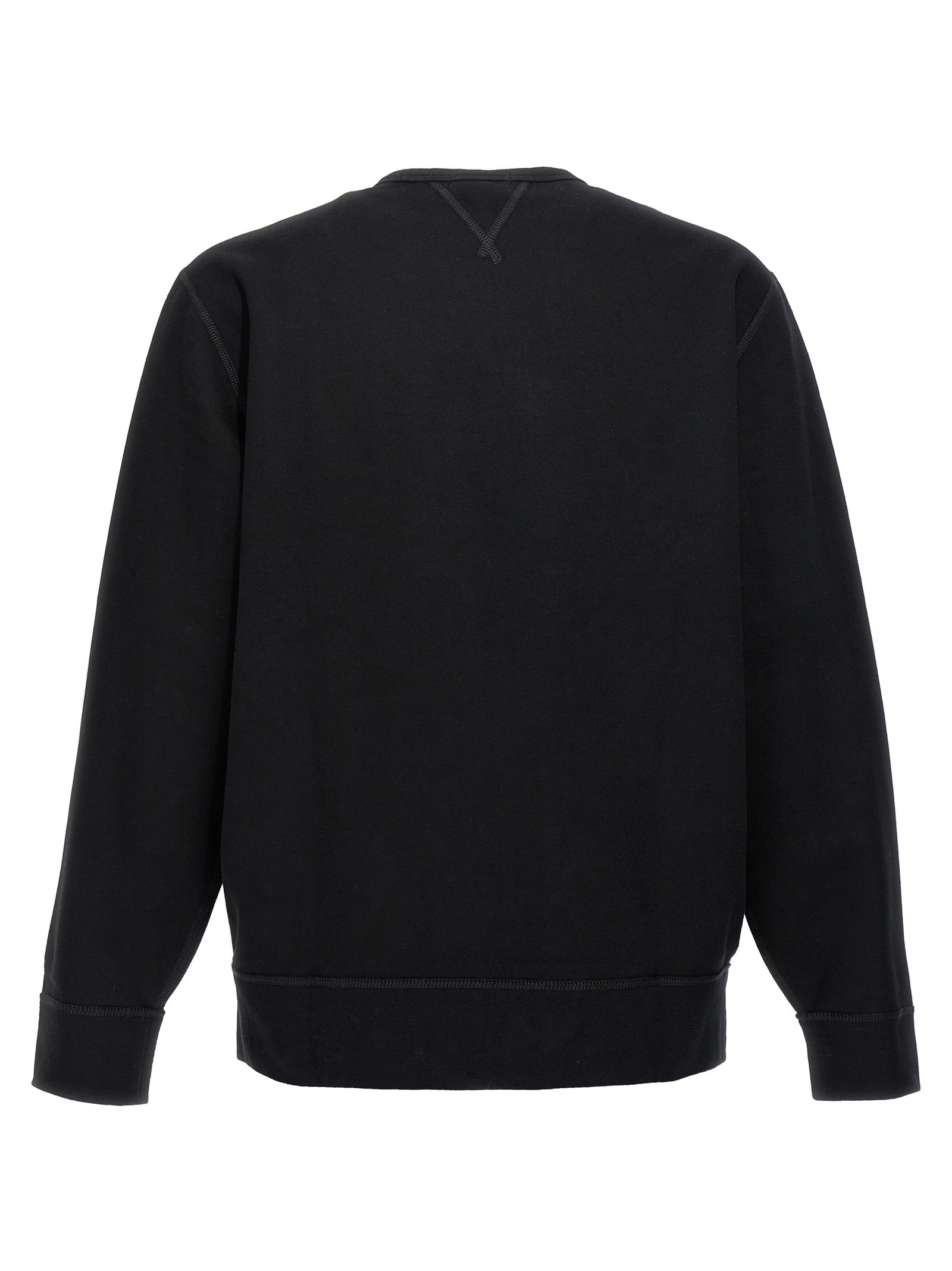 Sweatshirt en coton noir Polo Ralph Lauren porté, avec logo en relief sur la poitrine, col rond et manches longues.