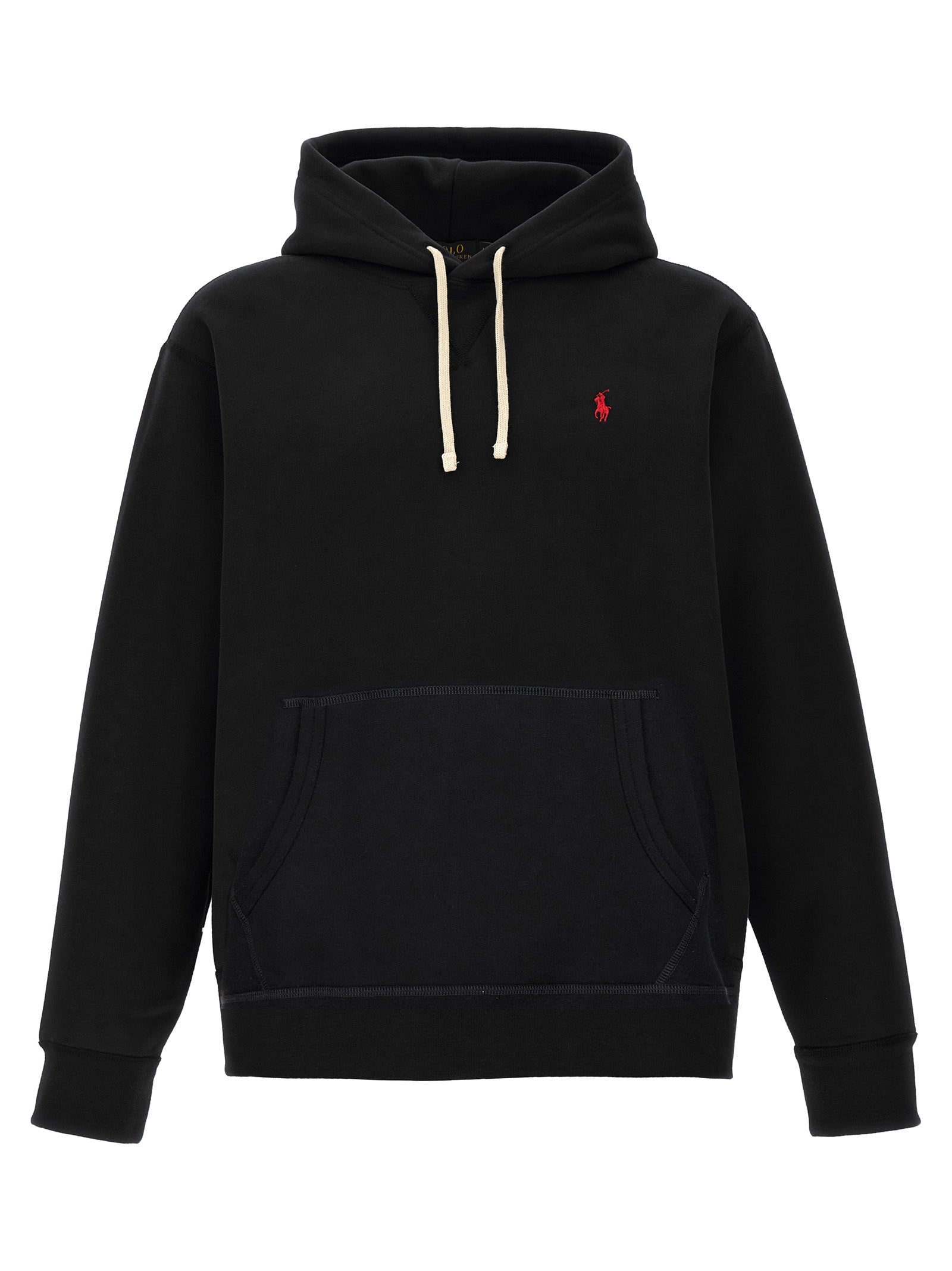 Sweatshirt en coton noir de Polo Ralph Lauren, style décontracté avec logo brodé sur la poitrine, pour homme.