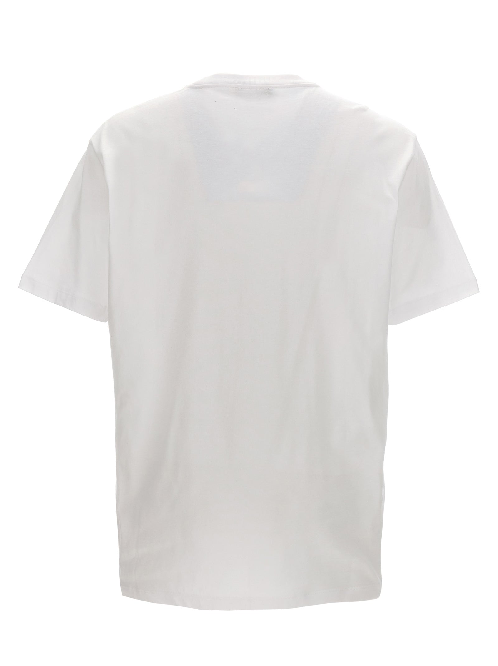 T-shirt blanc en coton de la marque Versace, design élégant avec logo Versace visible dessus.