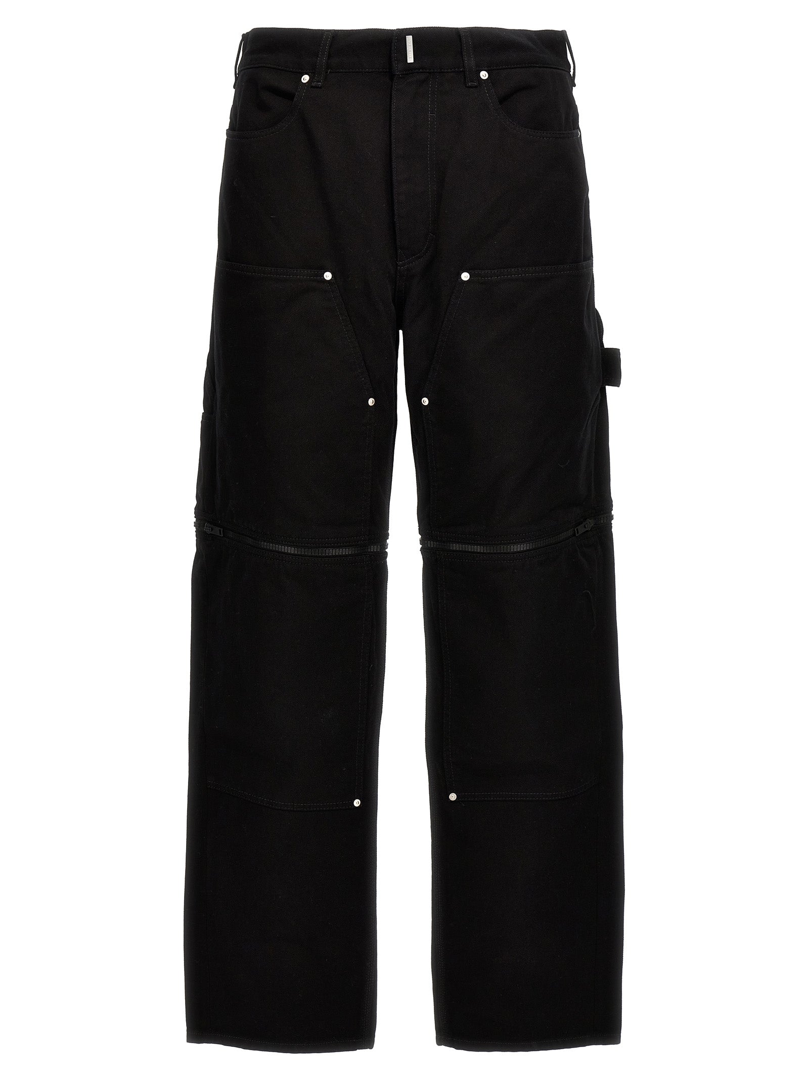 Jeans en denim noir Givenchy en coton, coupe classique avec détails modernes, visibles sur l'image.