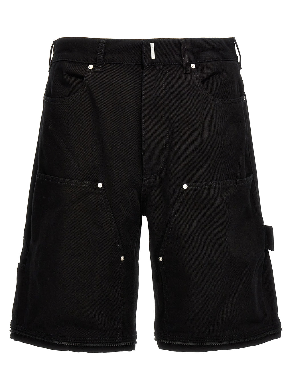 Jeans en denim noir Givenchy en coton, coupe classique avec détails modernes, visible en gros plan sur le tissu et la finition.