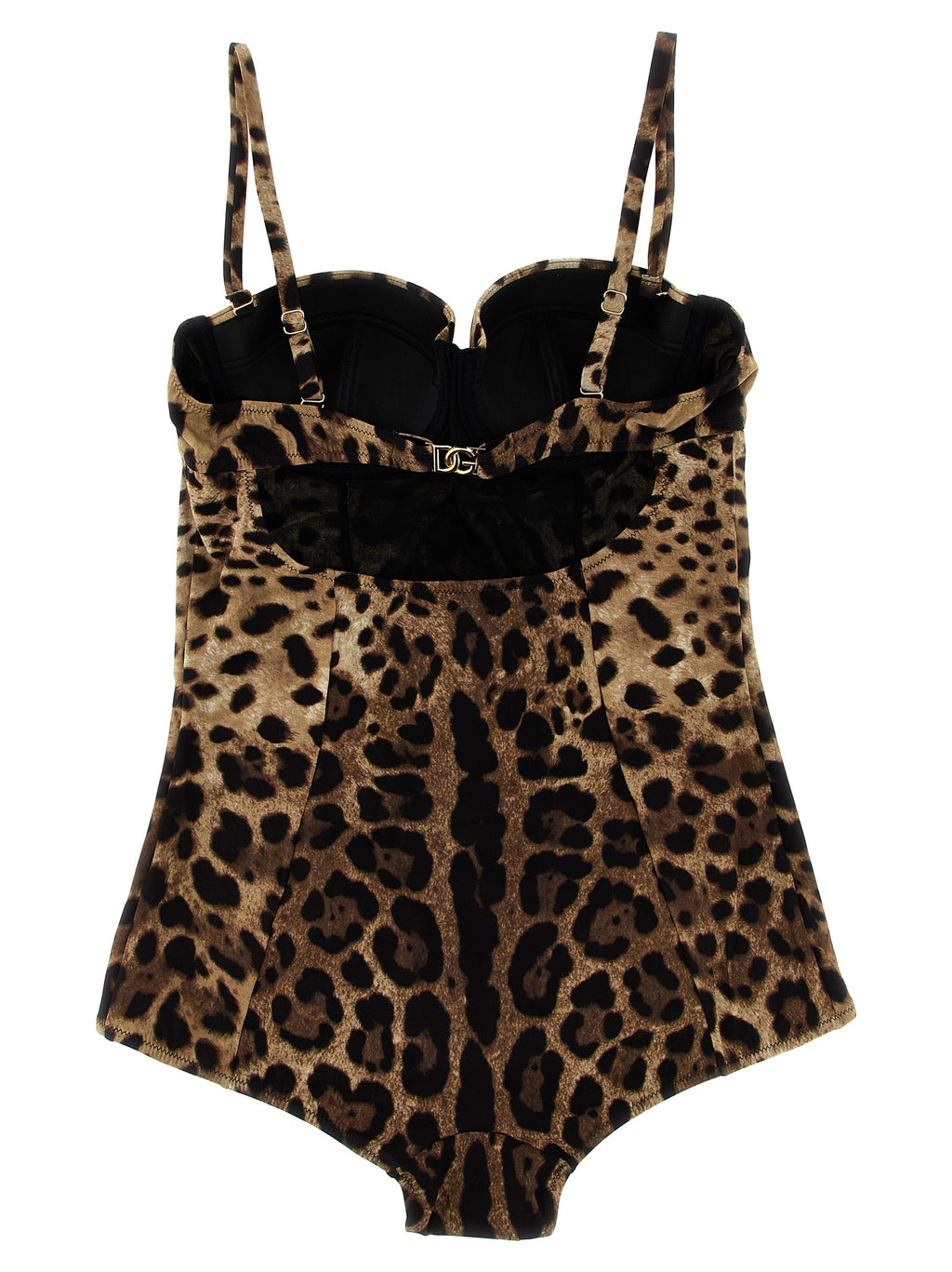 Maillot de bain une pièce marron en polyamide de Dolce & Gabbana, style élégant et moderne, visible en détail.