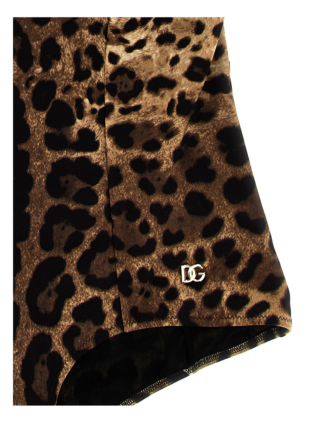 Maillot une-pièce en polyamide marron de Dolce & Gabbana, élégant et ajusté, avec détails sophistiqués, pour la plage ou la piscine.