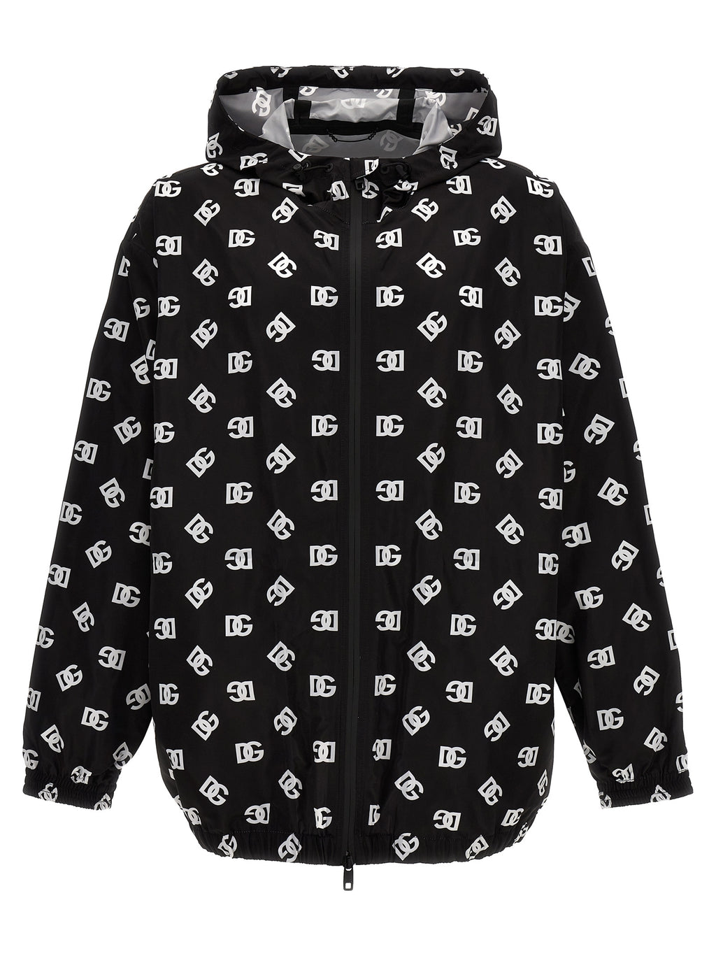 Veste en polyester bicolore Dolce & Gabbana, coupe moderne, avec détails élégants et fermeture à glissière visible.