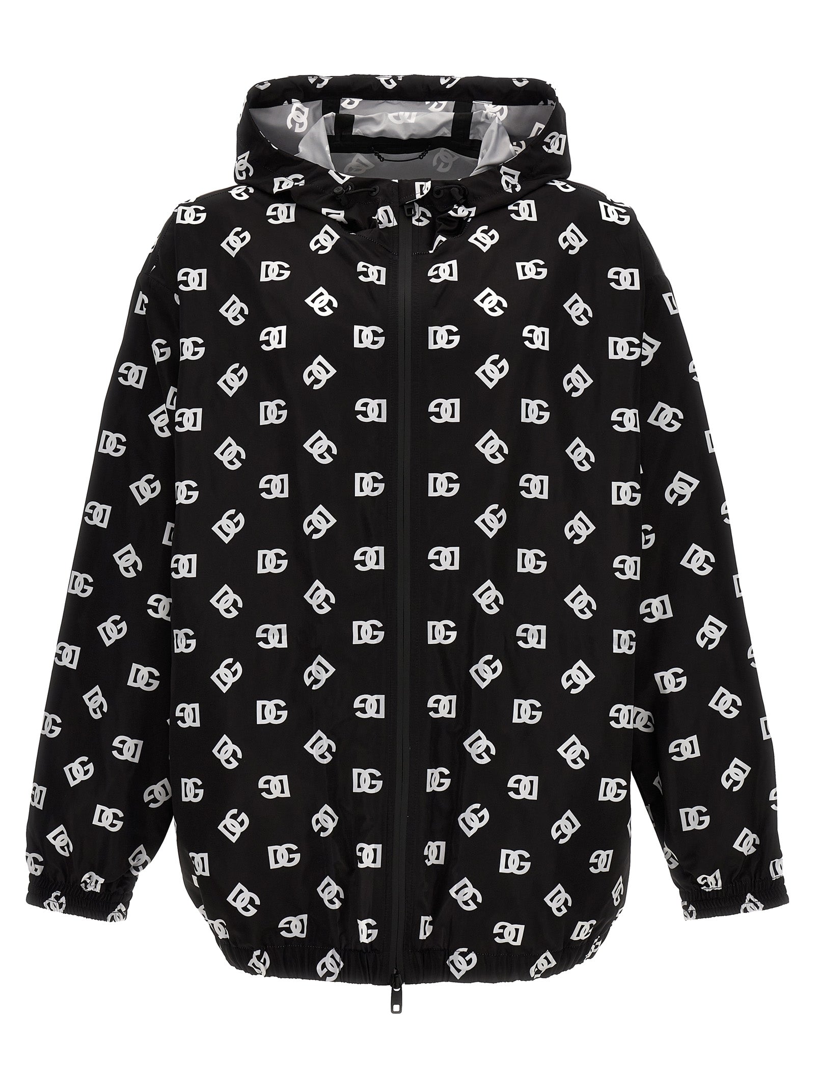 Veste en polyester bicolore Dolce & Gabbana, coupe moderne, avec détails élégants et fermeture à glissière visible.