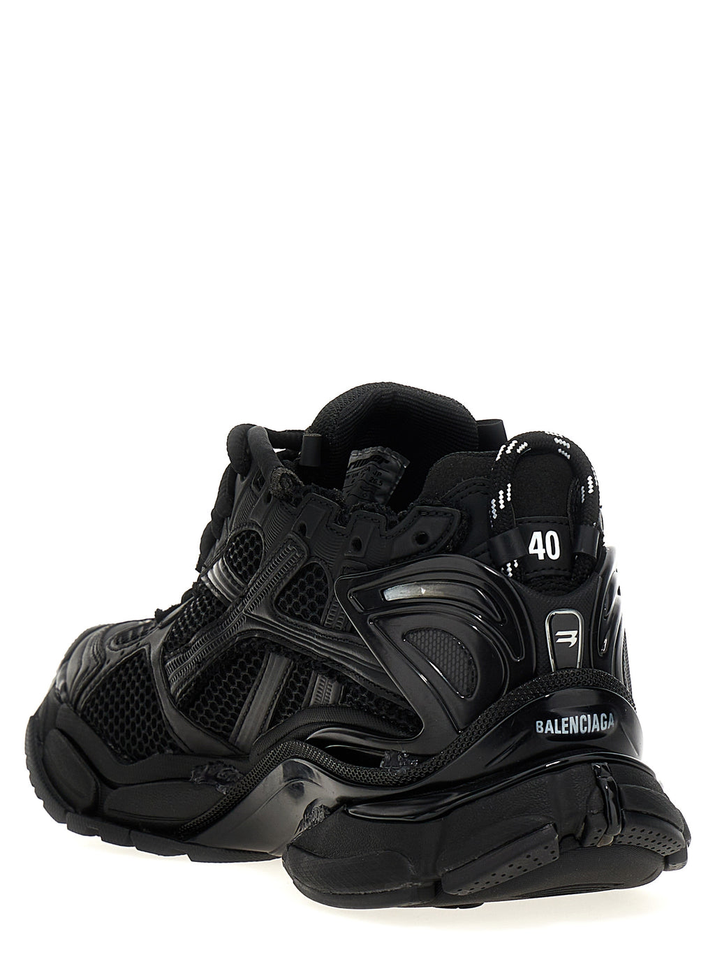 Chaussures de sport Balenciaga en polyester noir, baskets athlétiques élégantes avec design moderne.