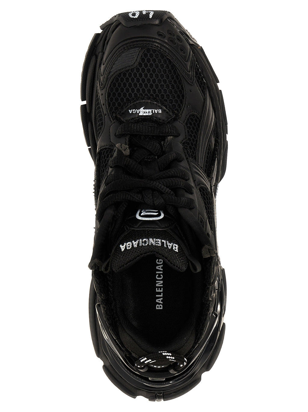 Chaussures de sport Balenciaga en polyester noir, baskets athlétiques élégantes avec design moderne et semelle solide.