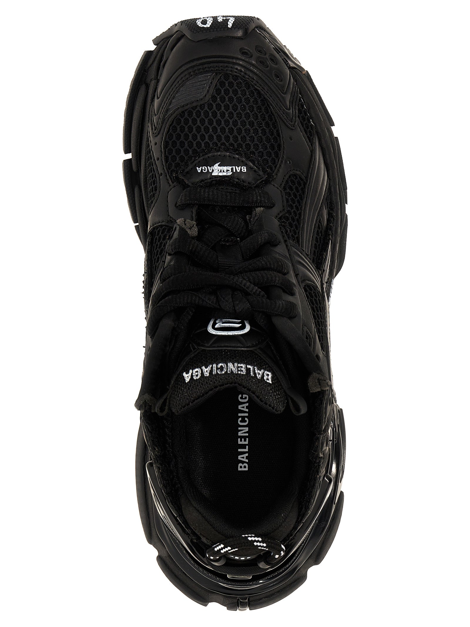 Chaussures de sport Balenciaga en polyester noir, baskets athlétiques élégantes avec design moderne et semelle solide.