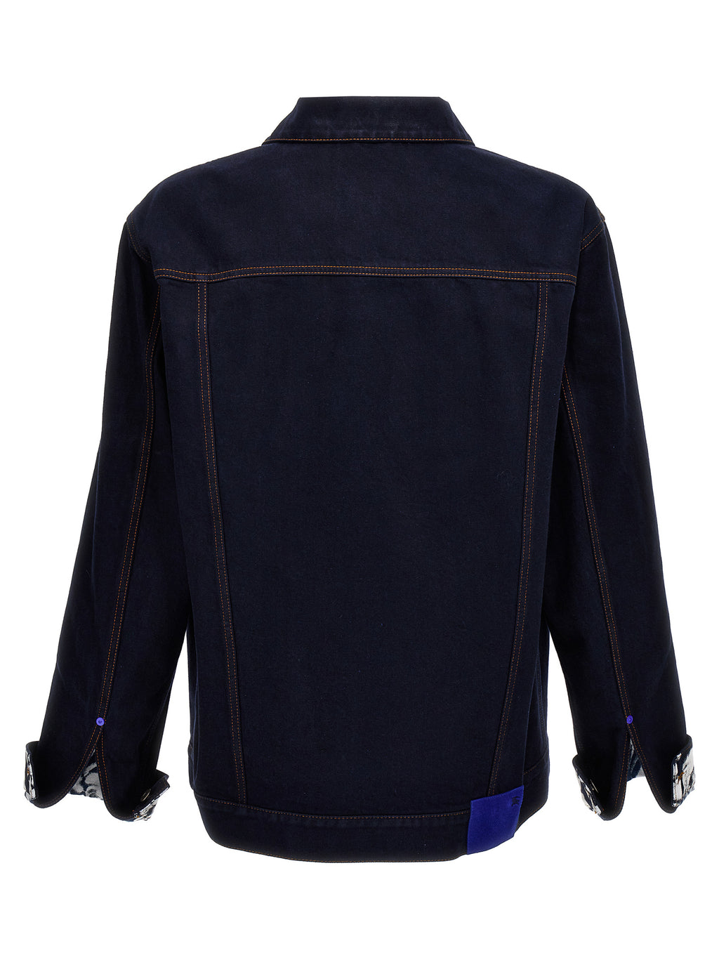 Veste en denim coton bleu de la marque Burberry, style décontracté avec détails classiques et logo brodé.