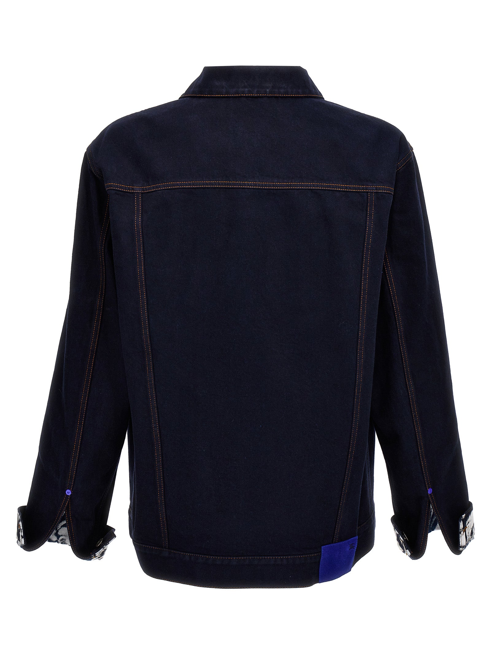 Veste en denim coton bleu de la marque Burberry, style décontracté avec détails classiques et logo brodé.