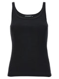Débardeur noir en coton de la marque Dolce & Gabbana, coupe ajustée, porté sur mannequin, détails de couture visibles.