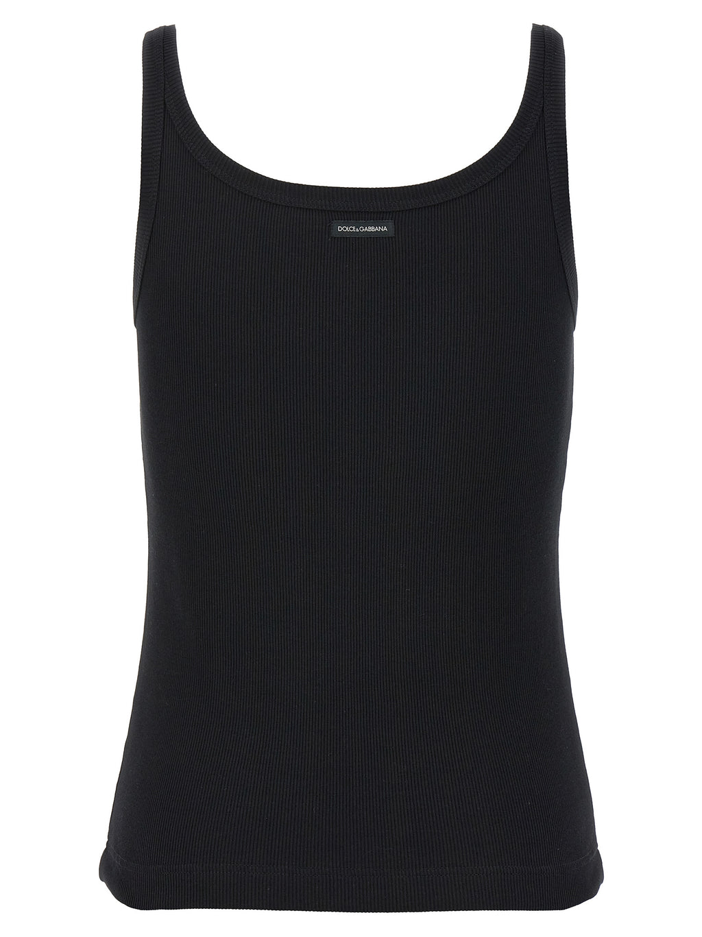 Débardeur en coton noir de Dolce & Gabbana, ajusté et sans manches, mettant en valeur un style élégant et moderne.