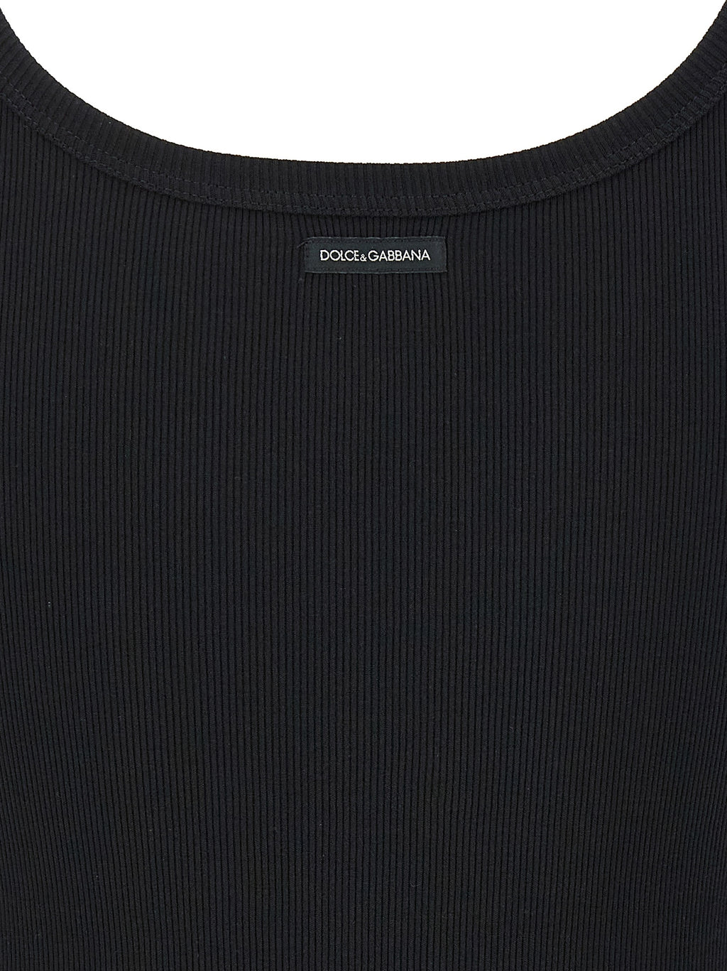 Débardeur en coton noir de Dolce & Gabbana, vêtement tendance pour homme ou femme, visible sur l'image.