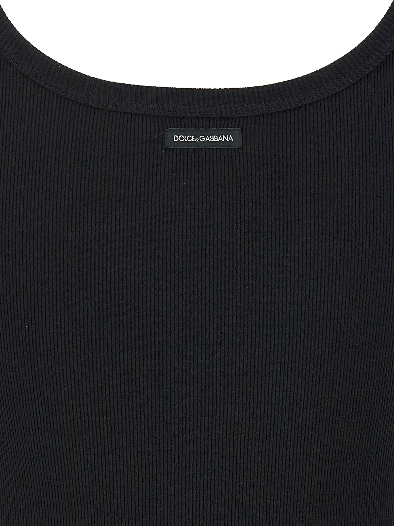 Débardeur en coton noir de Dolce & Gabbana, vêtement tendance pour homme ou femme, visible sur l'image.