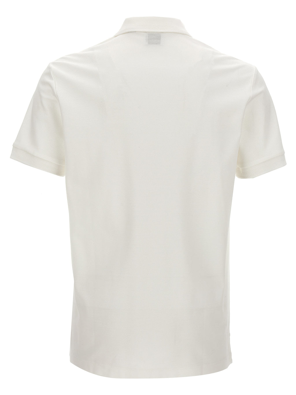 Chemise polo blanche en coton de la marque Burberry, avec col classique et logo discret visible sur le devant.