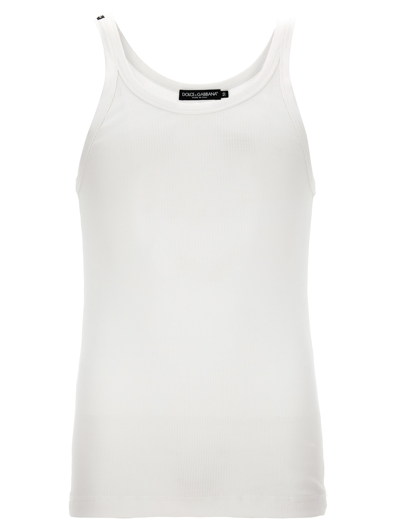Débardeur en coton blanc de Dolce & Gabbana, léger et confortable, porté sur un mannequin.