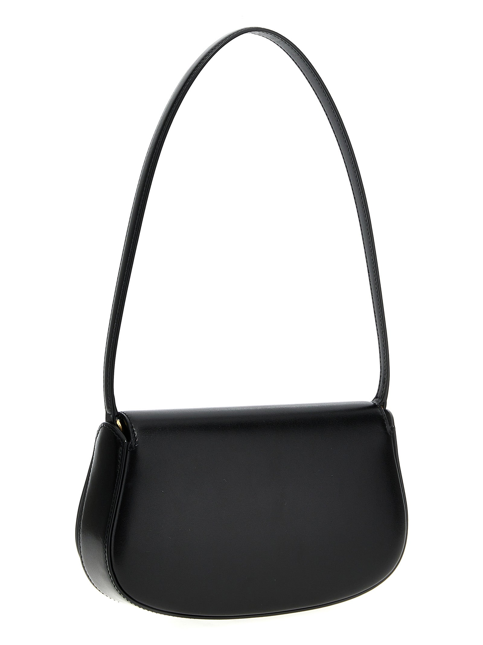 Sac à épaule en cuir de veau noir de Saint Laurent, élégant et sophistiqué, avec détails de finition raffinés.