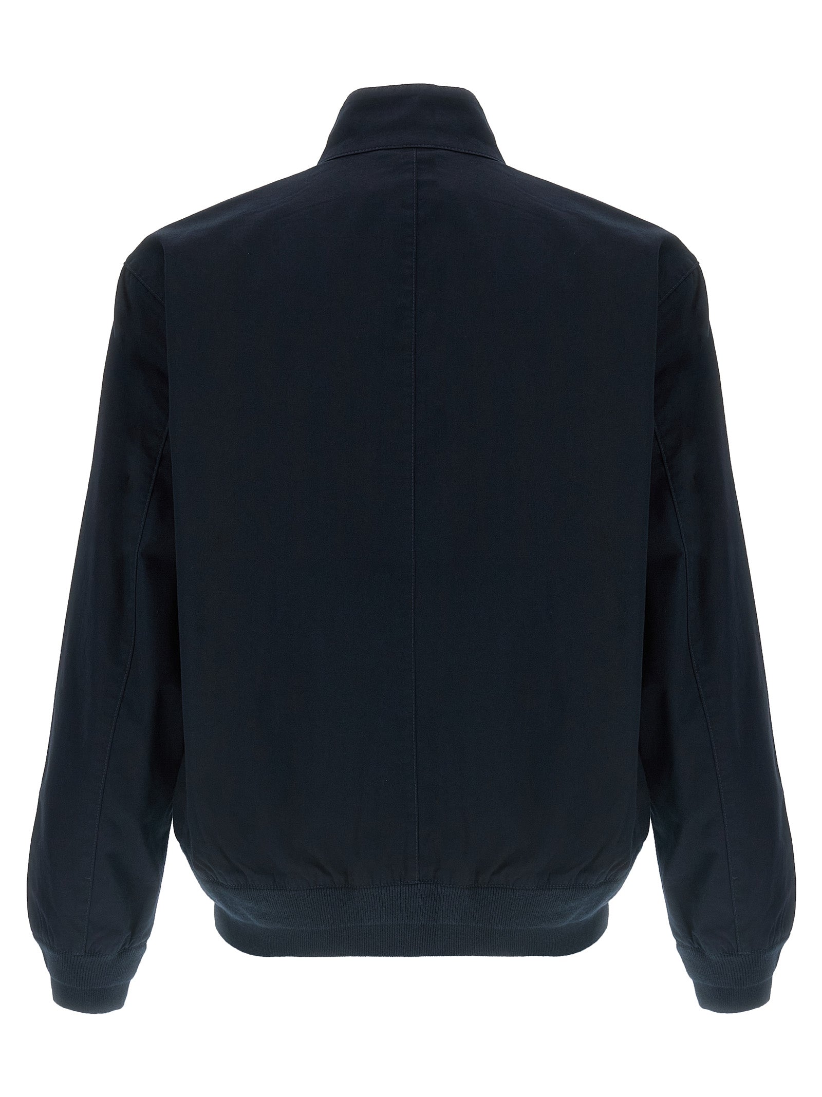 Veste bomber en coton bleu de Polo Ralph Lauren, avec col et poignets côtelés, vue de face sur fond neutre.