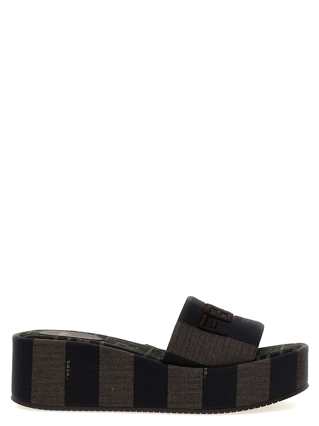 Sandales en coton marron Fendi, style décontracté avec logo Fendi visible, parfaites pour un look élégant et confortable.
