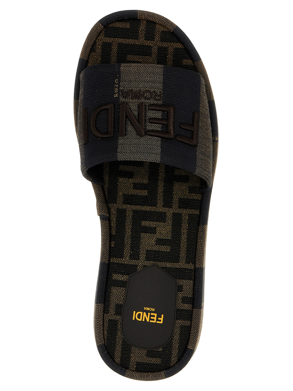 Sandales en coton marron Fendi, style décontracté avec logo Fendi visible, idéales pour un look confortable et élégant.