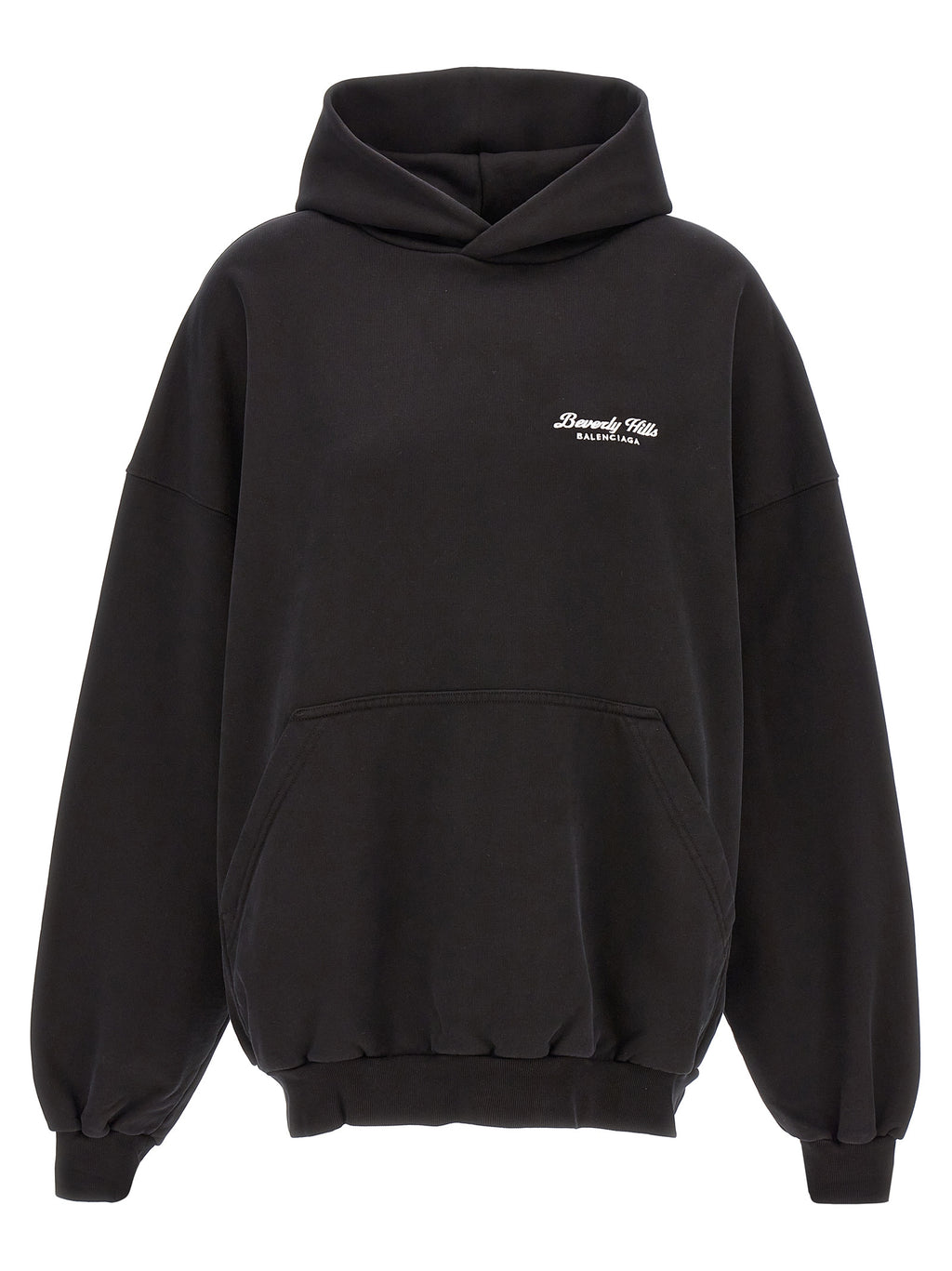 Sweat à capuche en coton bicolore de Balenciaga, style moderne avec logo visible, tissu doux et confortable.