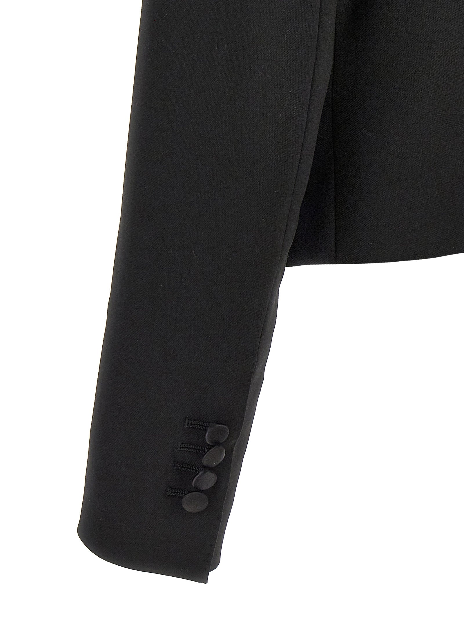 Blazer noir en laine vierge de Dolce & Gabbana, veste élégante pour homme ou femme, détail classique et couture raffinée.