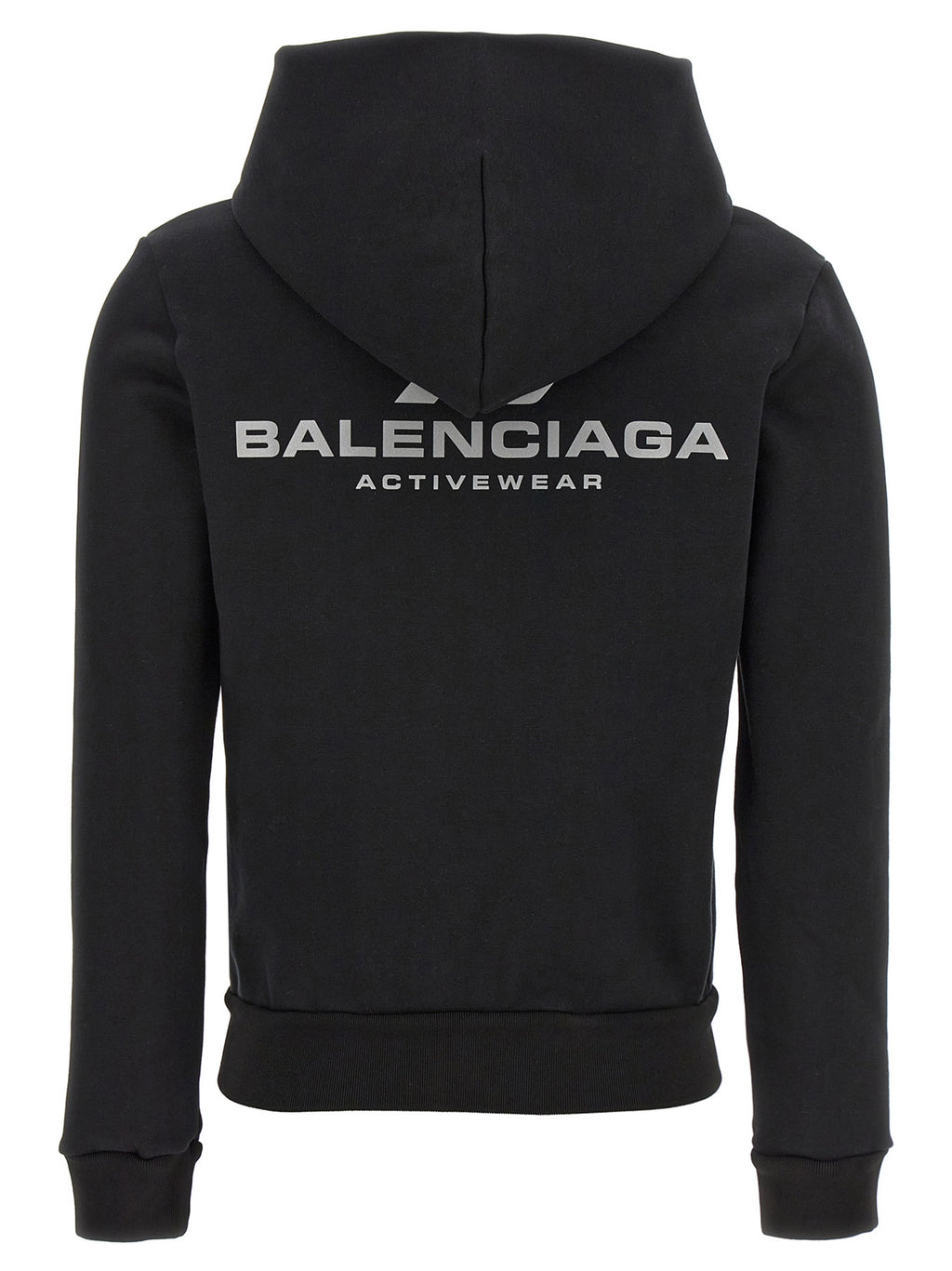 Sweatshirt en coton noir de Balenciaga, style décontracté avec logo discret, portée décontractée pour hommes et femmes.