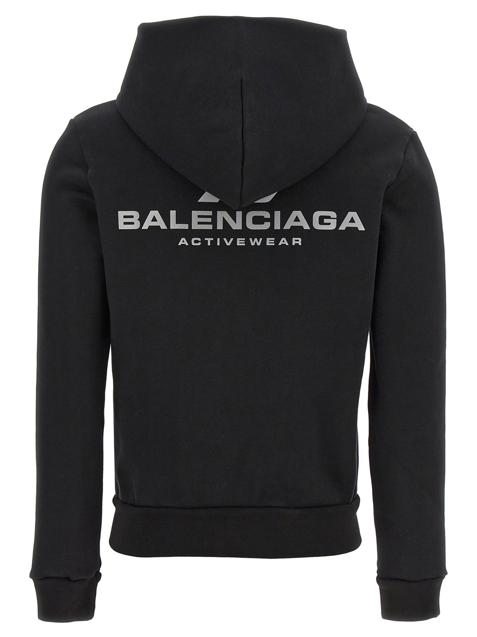 Sweatshirt en coton noir de Balenciaga, style décontracté avec logo discret, portée décontractée pour hommes et femmes.