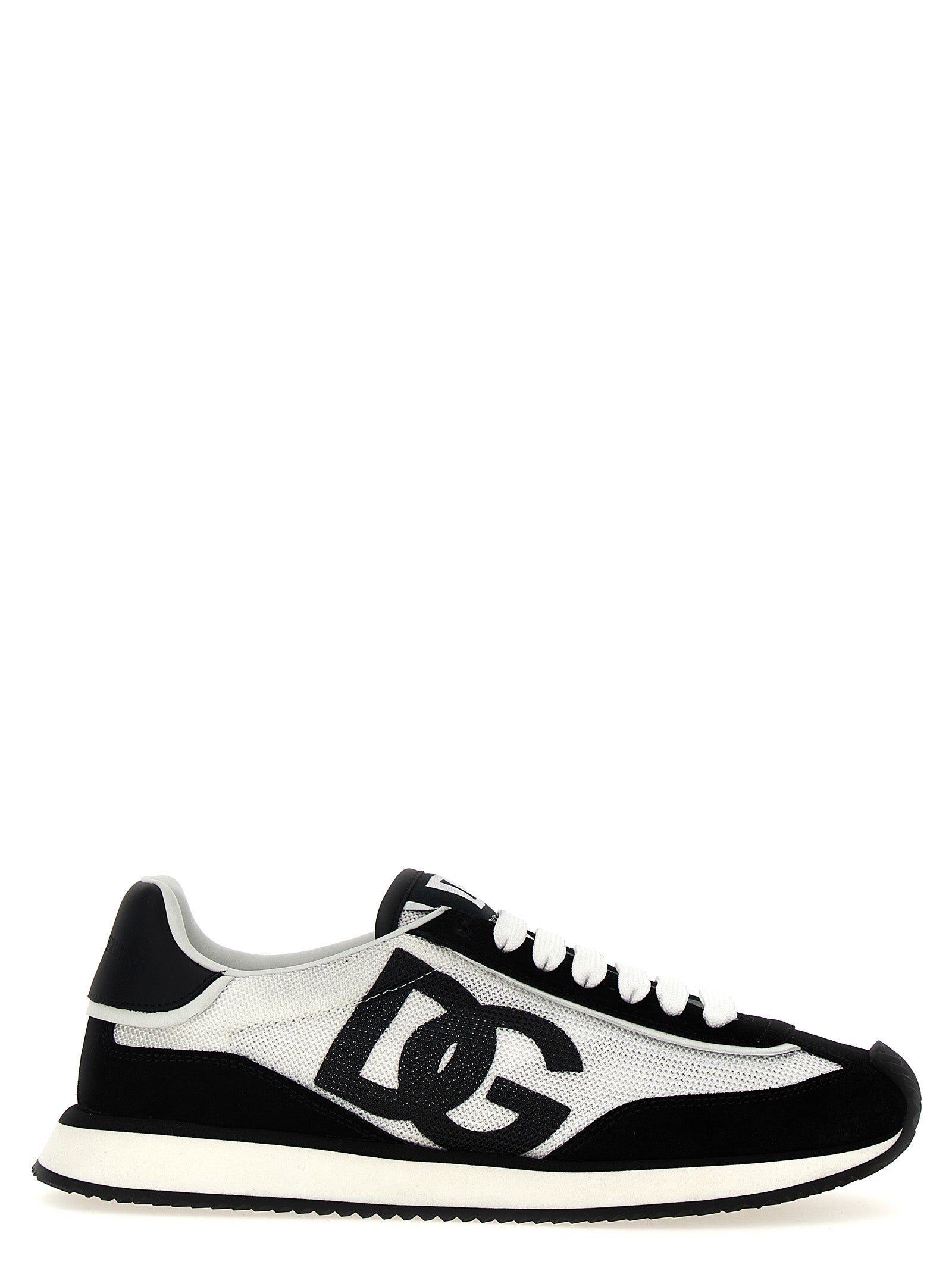 Sneakers Dolce & Gabbana en cuir bicolore pour athlétisme, avec design moderne et détails en daim.