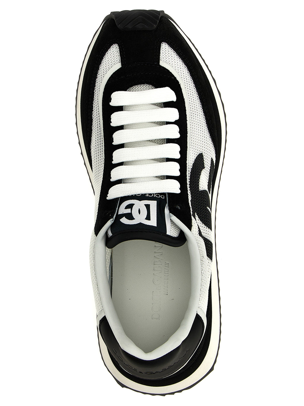 Sneakers Dolce & Gabbana en cuir bicolore pour athlétisme, avec semelle blanche et design moderne.