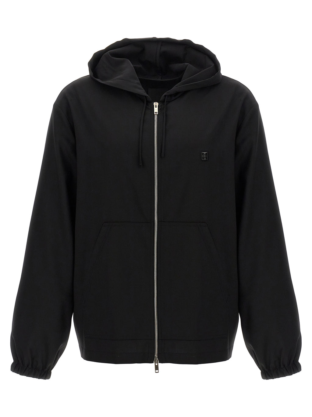 Sweatshirt en laine vierge noire de Givenchy, coupe décontractée avec logo brodé sur la poitrine, portée élégante et moderne.