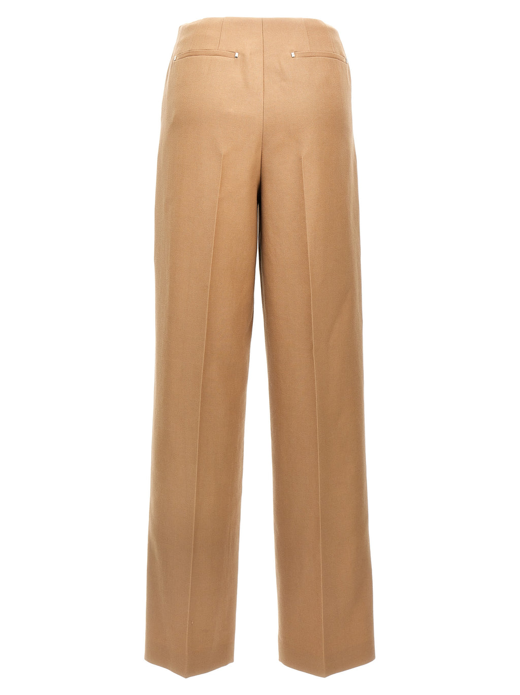 Pantalon beige en laine Fendi, pantalon de costume élégant avec coupe classique et détails raffinés.