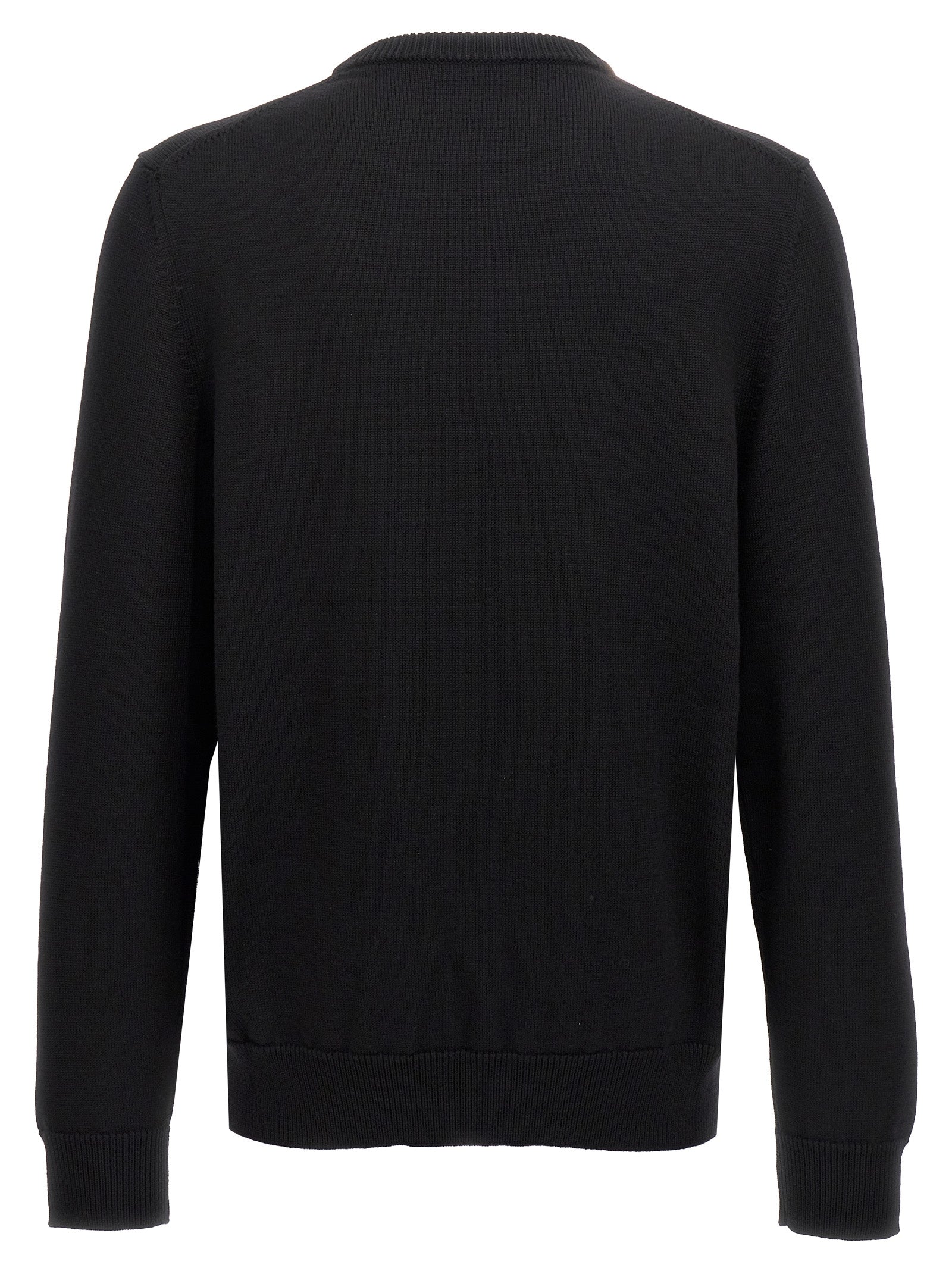Cardigan noir en laine vierge de Dolce & Gabbana, avec boutons et coupe élégante, porté sur un mannequin.