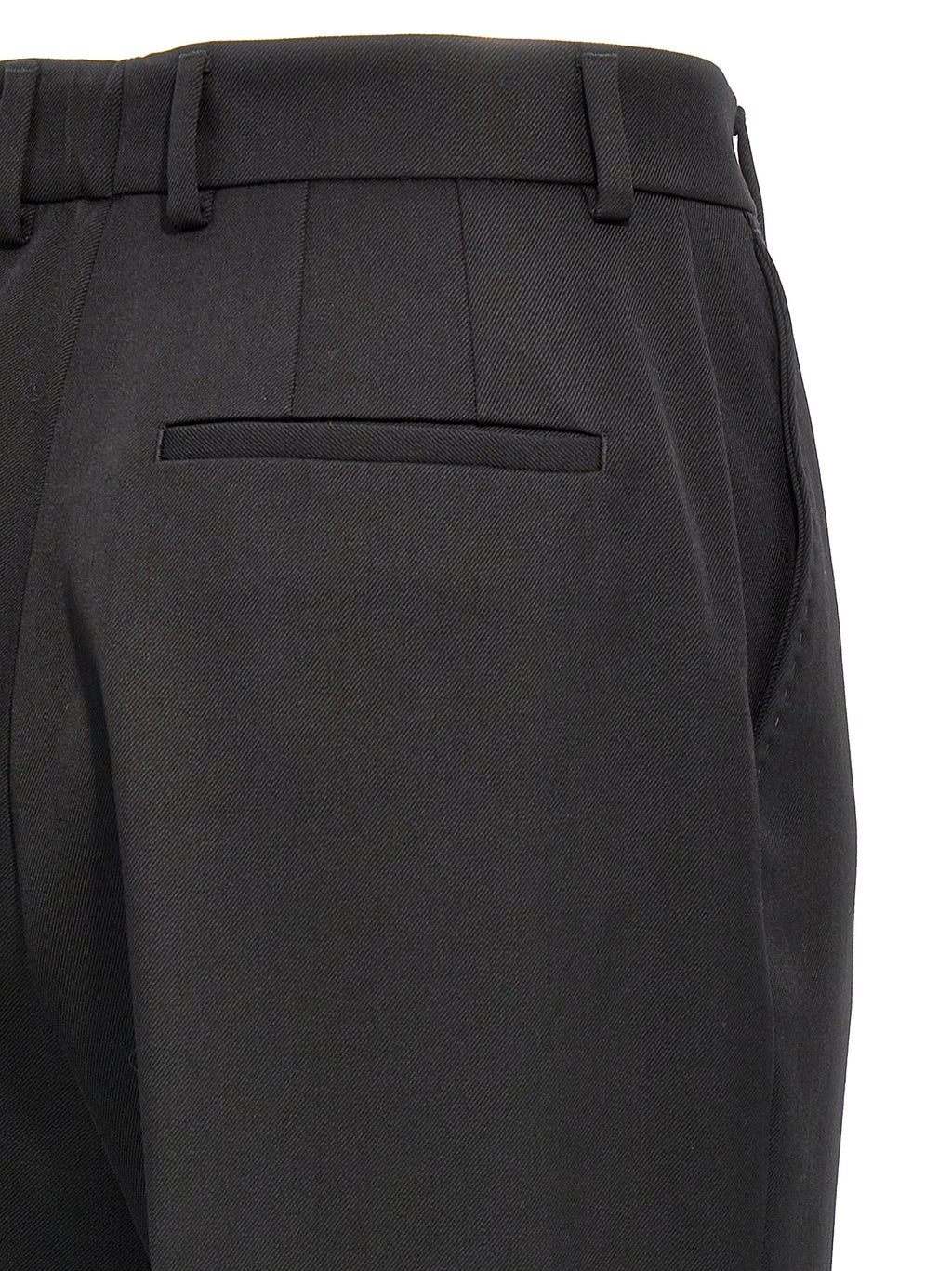 Pantalon noir en laine vierge de Dolce & Gabbana, pantalon élégant pour femme, vue en gros plan sur le tissu et la coupe.