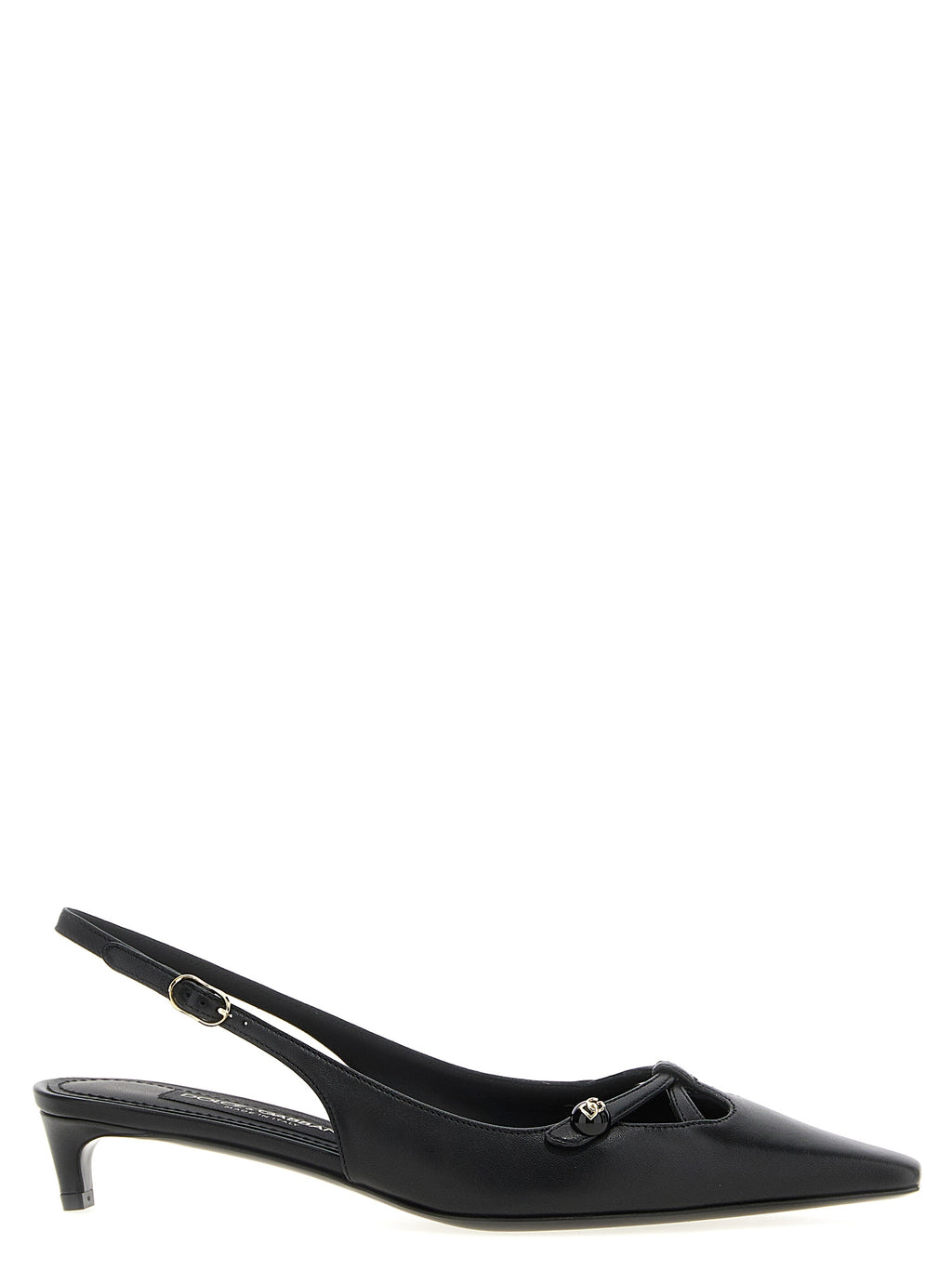 Dolce & Gabbana Pumps aus schwarzem Lammleder mit mittlerem Absatz