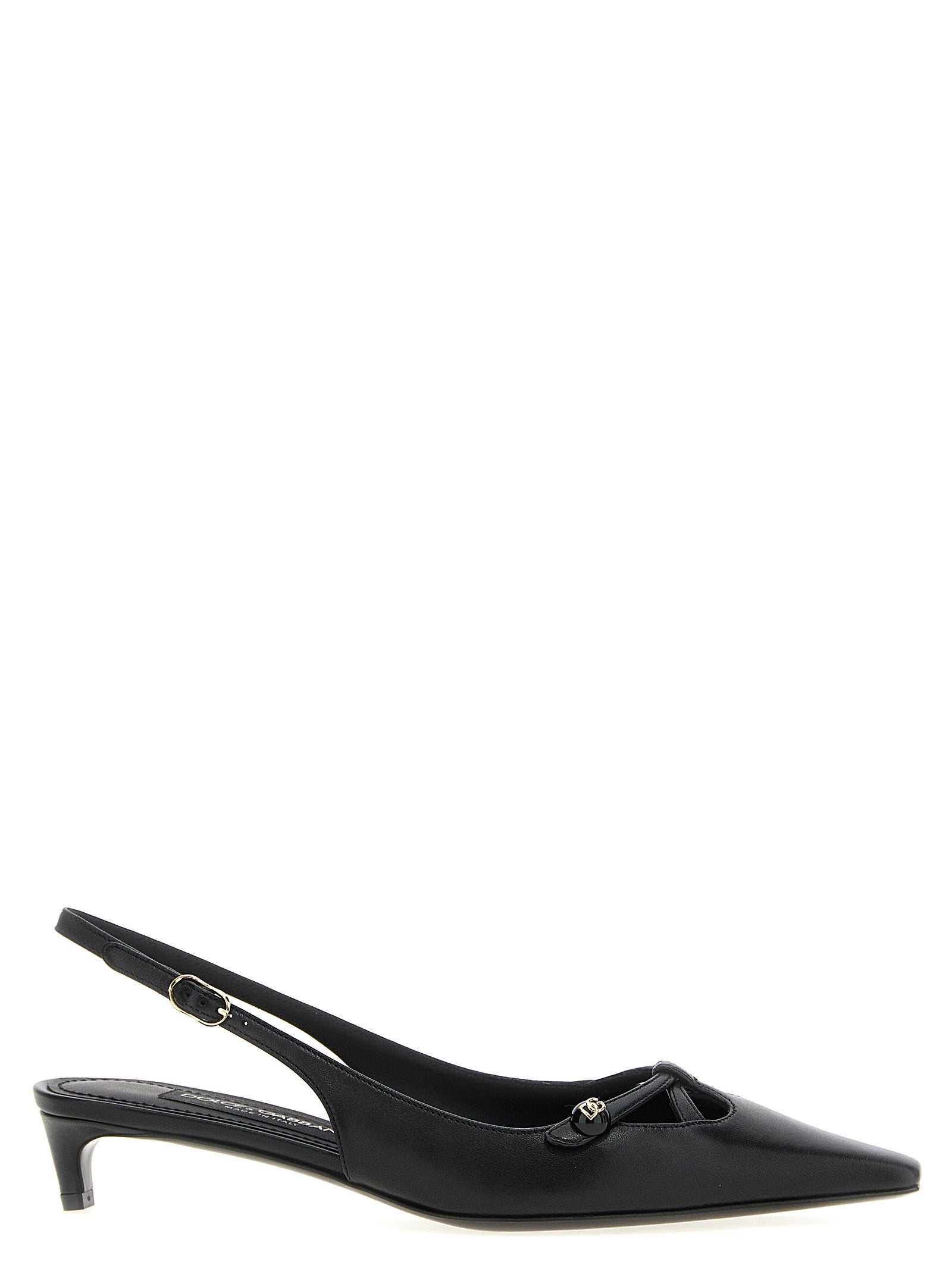 Dolce & Gabbana Pumps aus schwarzem Lammleder mit mittlerem Absatz