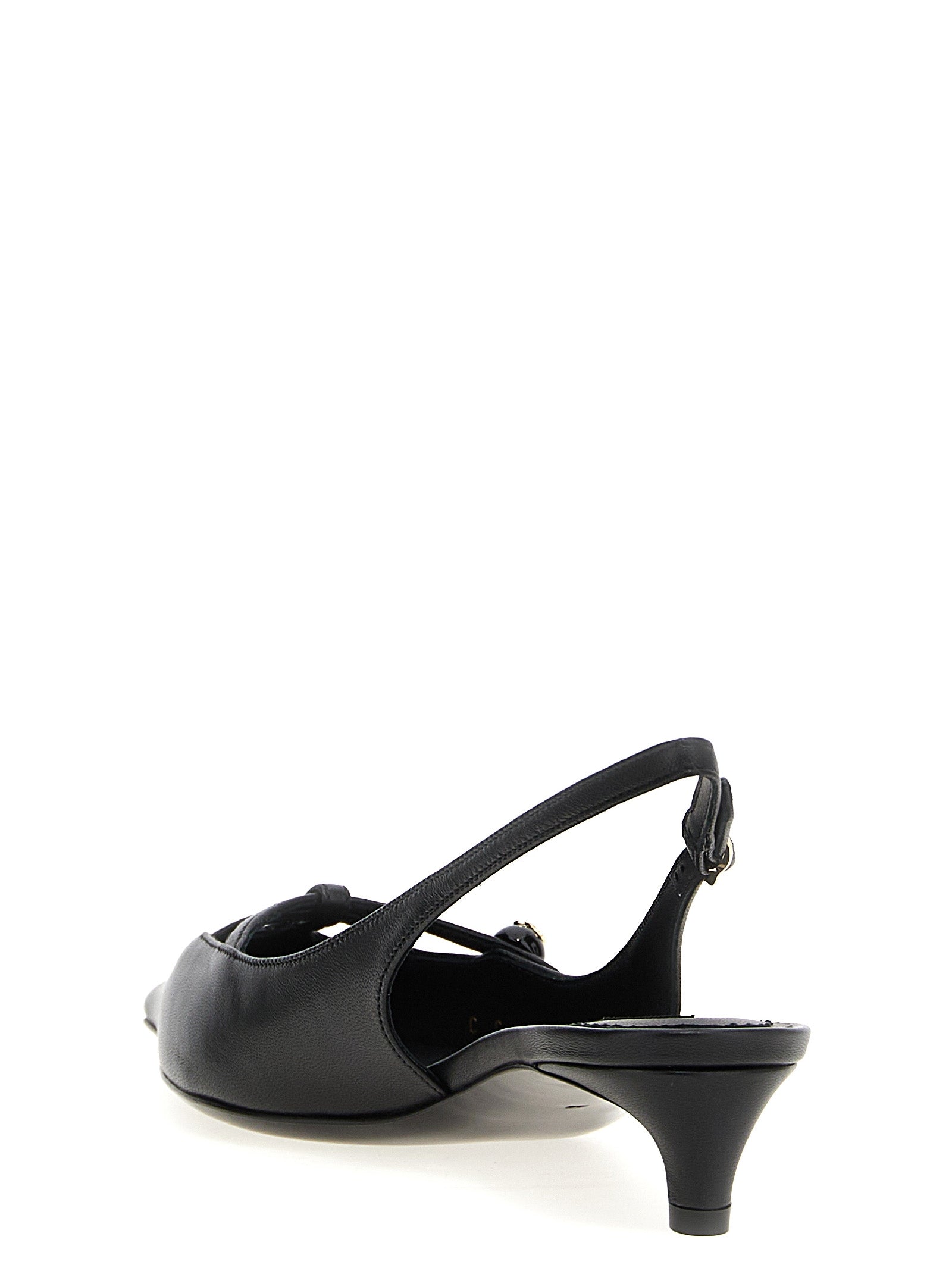 Dolce & Gabbana Pumps aus schwarzem Lammleder mit mittlerem Absatz