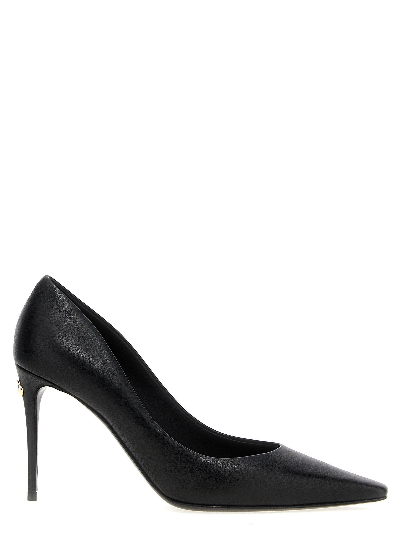 Escarpins à talons hauts en cuir d'agneau noir de Dolce & Gabbana, élégants et sophistiqués.