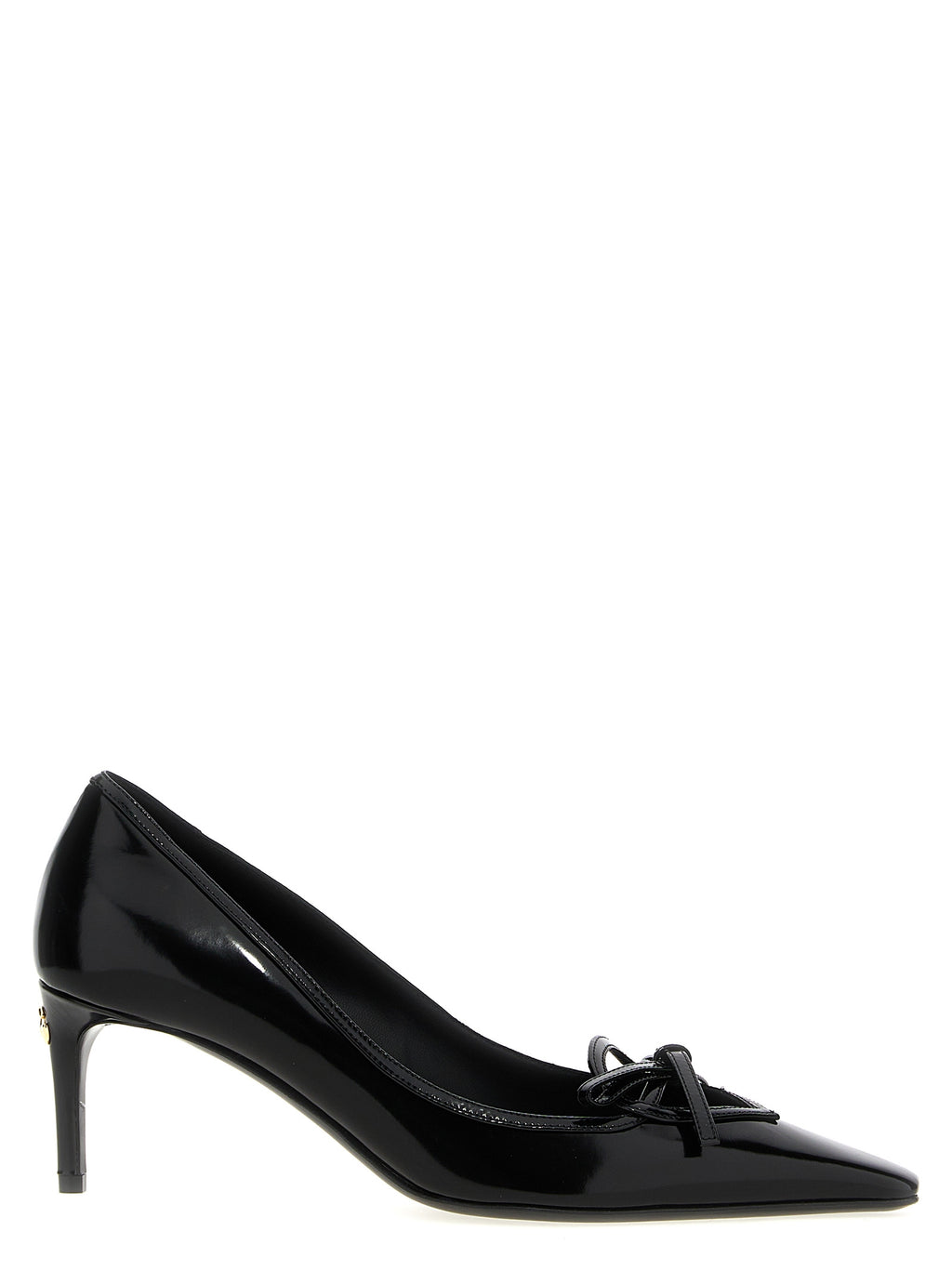 Chaussures Dolce & Gabbana en cuir de veau noir, talons moyens pour femmes, élégantes et sophistiquées.