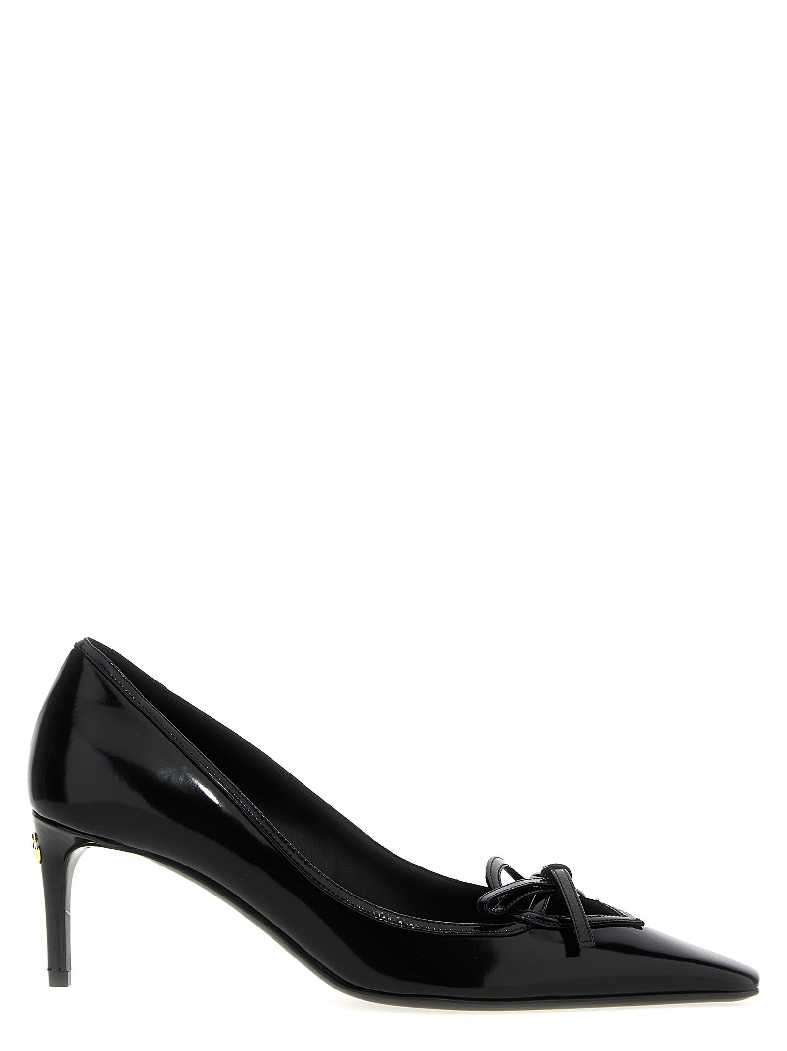 Chaussures Dolce & Gabbana en cuir de veau noir, talons moyens pour femmes, élégantes et sophistiquées.